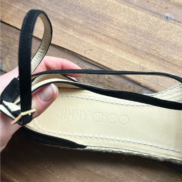 NEW Jimmy Choo Donna Metallic Striped Strappy Gold Black Espadrille Sandal 8.5 - Picture 11 of 16
